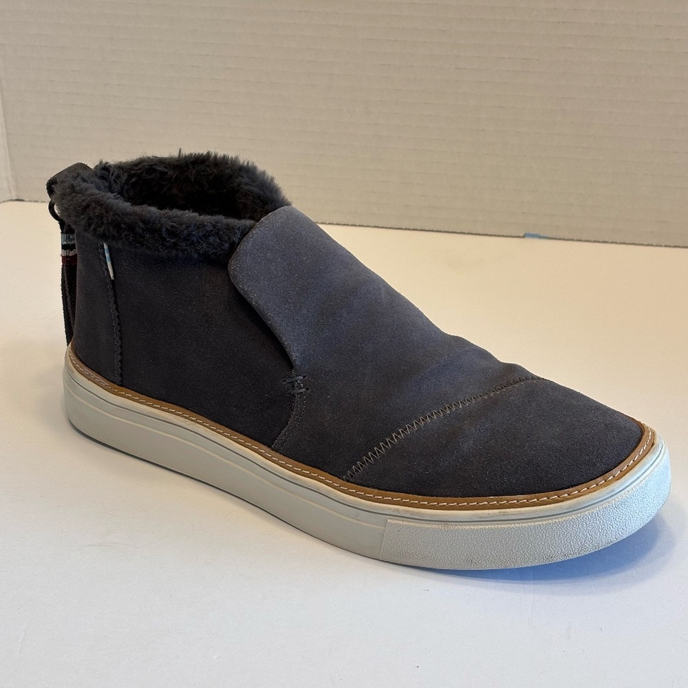 Toms Women's Paxton Slip-on Sneaker Boot Faux Fur Suede Gray Forged Iron SZ 8